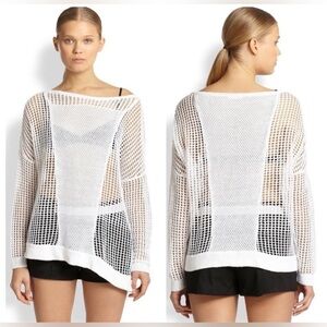 Helmut Lang Linen Bateau Neckline Sweater in White - Size M